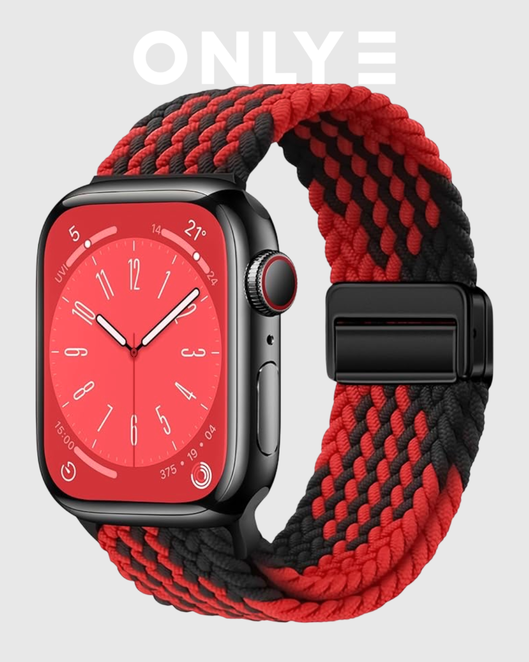 Black/Red Braided Solo Loop Apple Watch Band