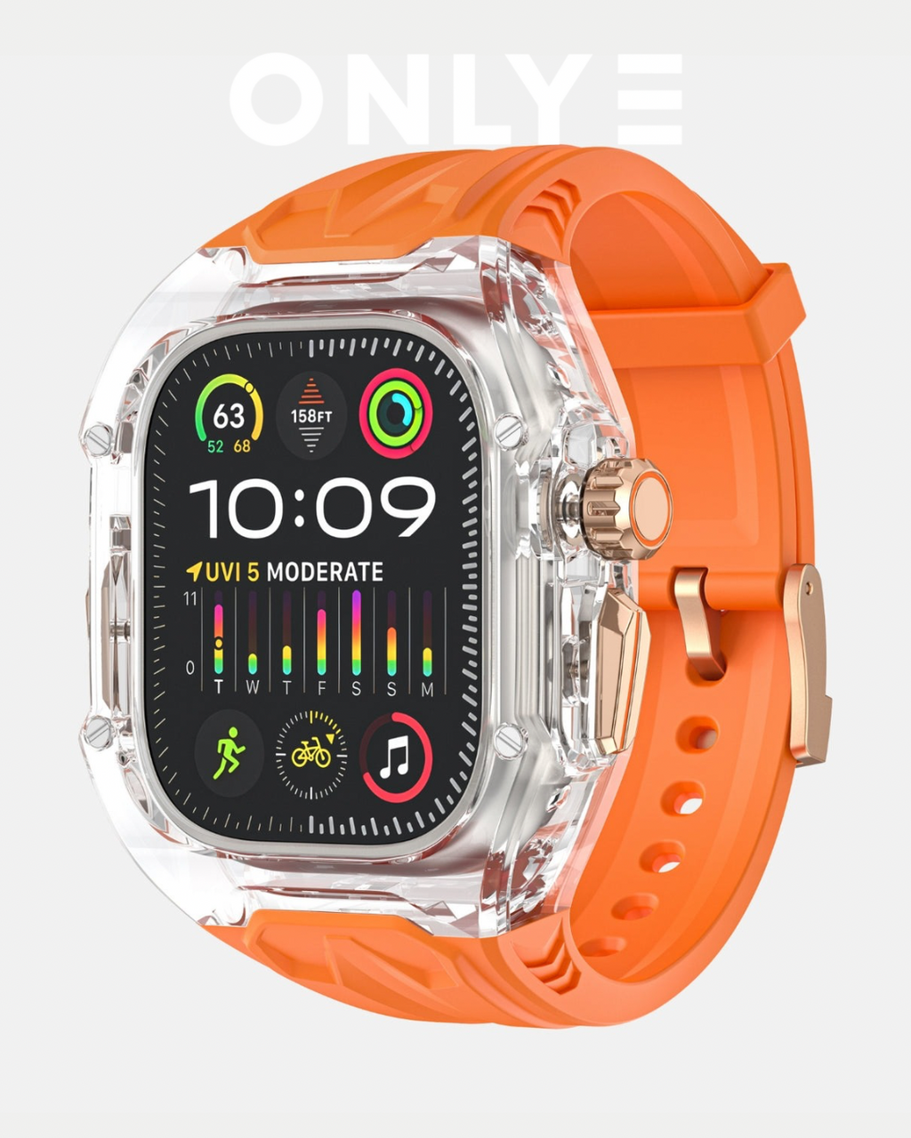 Clear Orange ONLYE Elite Modification for Apple Watch