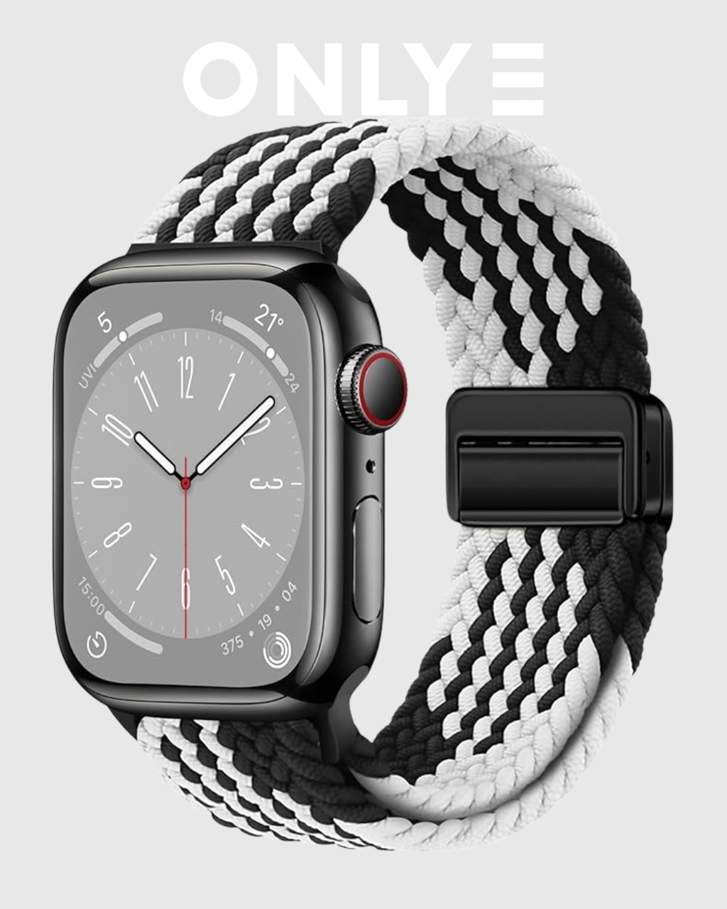 Black/White Braided Solo Loop Apple Watch Band