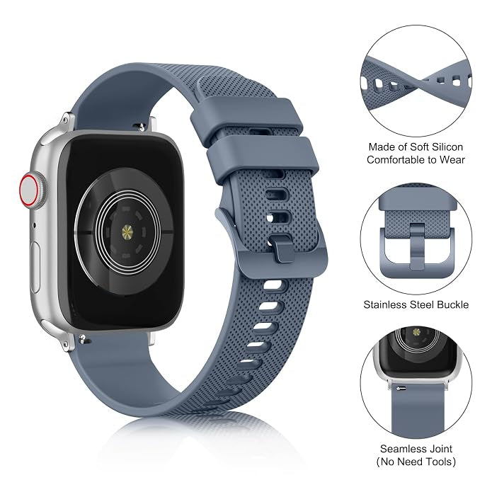 Blue Grey Soft Silicone Strap Apple Watch Band