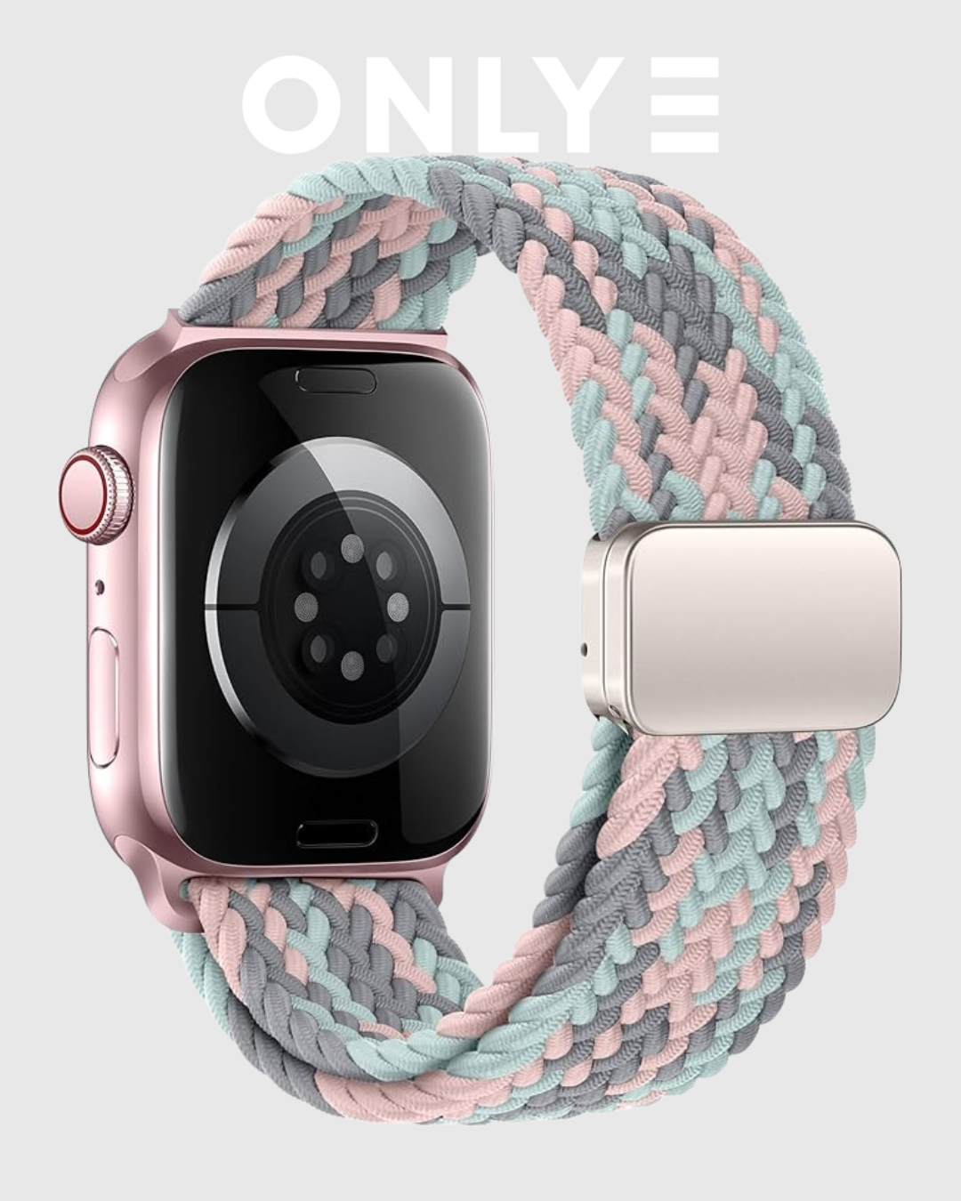 Gray Pink Blue Braided Solo Loop Apple Watch Band