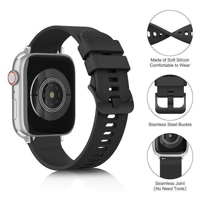 Black Soft Silicone Strap Apple Watch Band