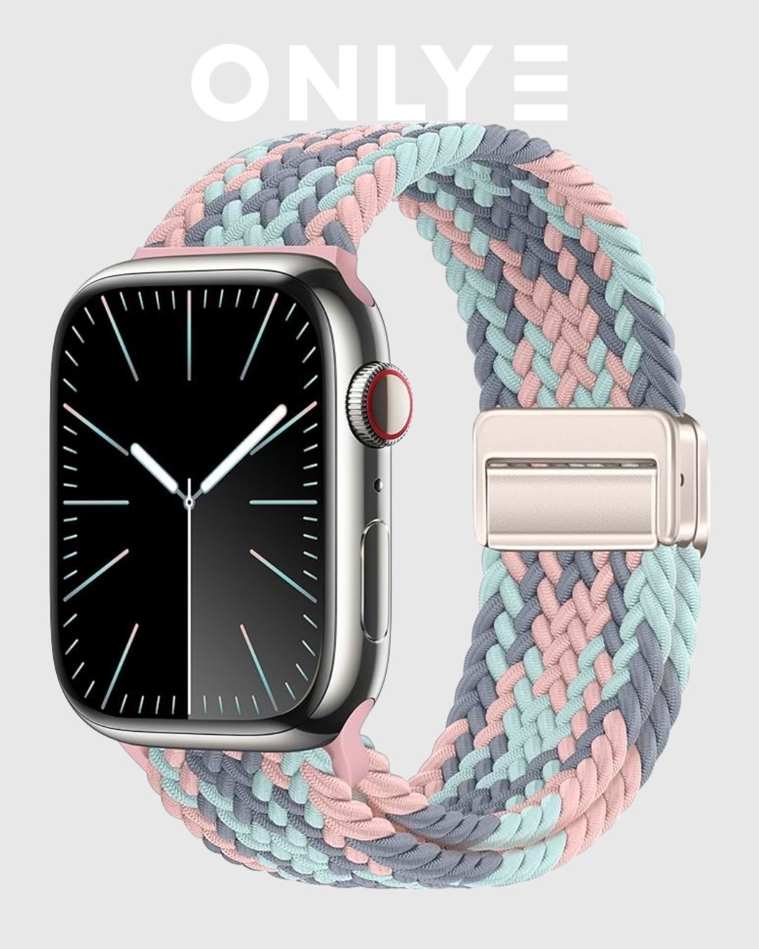 Gray Pink Blue Braided Solo Loop Apple Watch Band